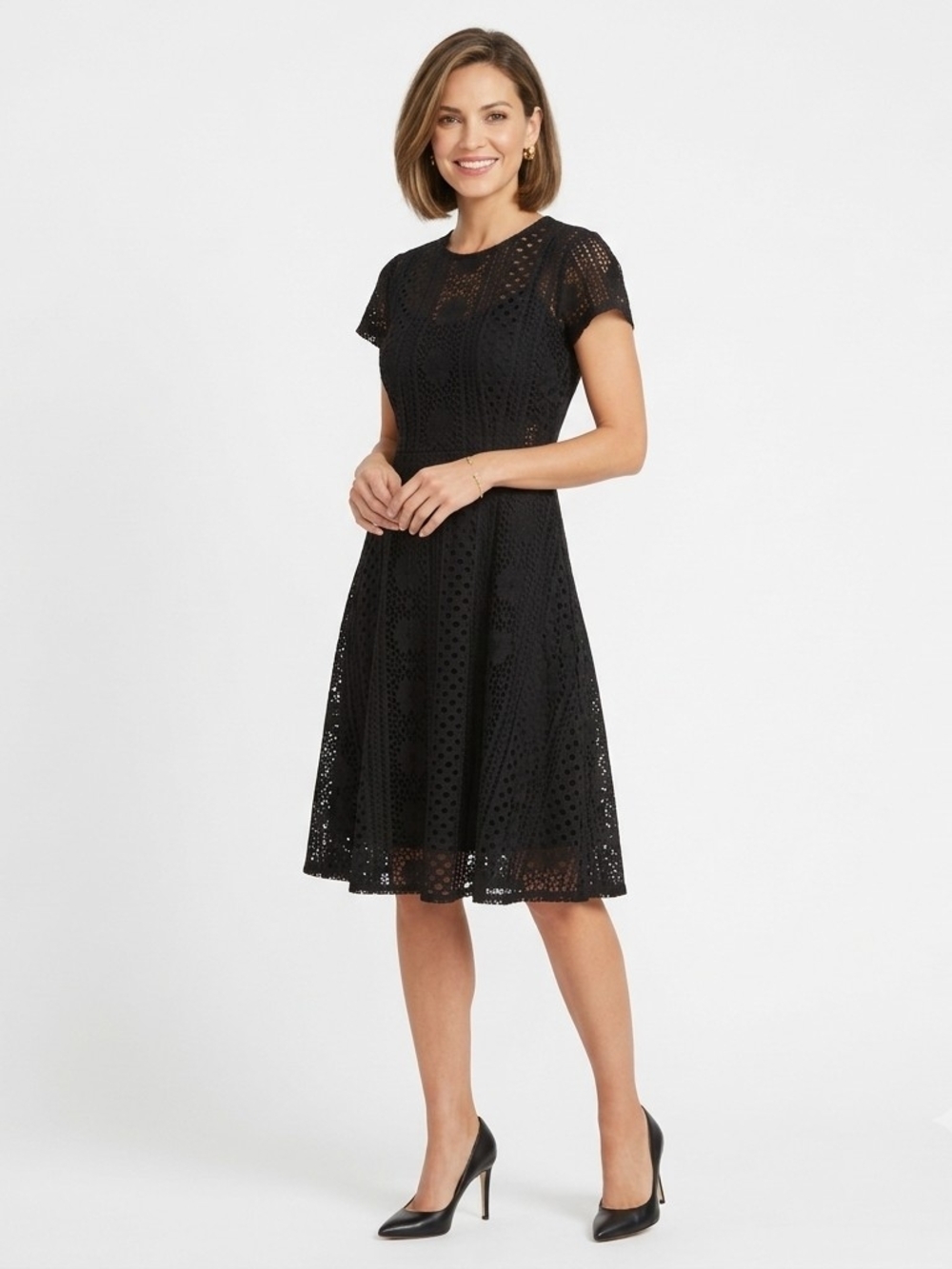 Forever 21 Contemporary Black Crochet Lace Midi Dress XS